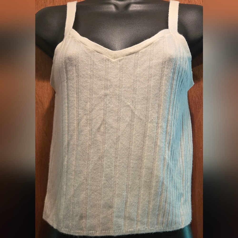 Q&A Women's Cream Camisole Soft Knit Crop Tank SzM - Picture 2 of 8